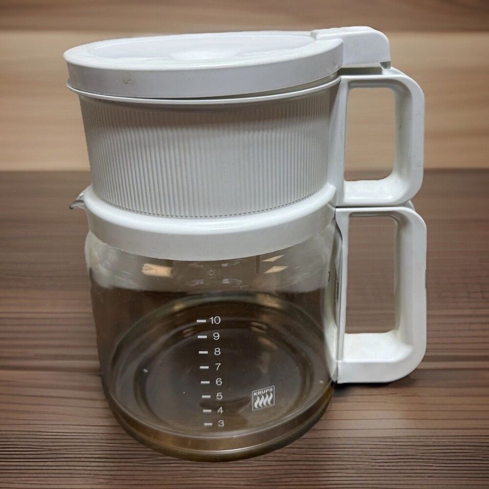 Krups Brewmaster T10 Plus Glass Carafe 10 Cup White Handle Lid Format 4 Type 150